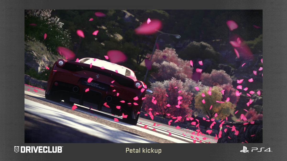 Particle effects in PlayStation4 game DRIVECLUB: Petal kickup