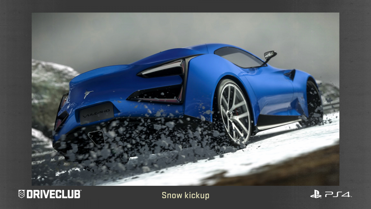 Particle effects in PlayStation4 game DRIVECLUB: Snow kickup